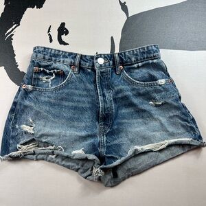 Zara Blue Distressed Jean Shorts